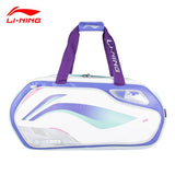 Sac Li-Ning Carré ABJU013-2 - Sac À Raquettes avec Compartiment Isolant - Blanc et Violet 75x25x34 cm