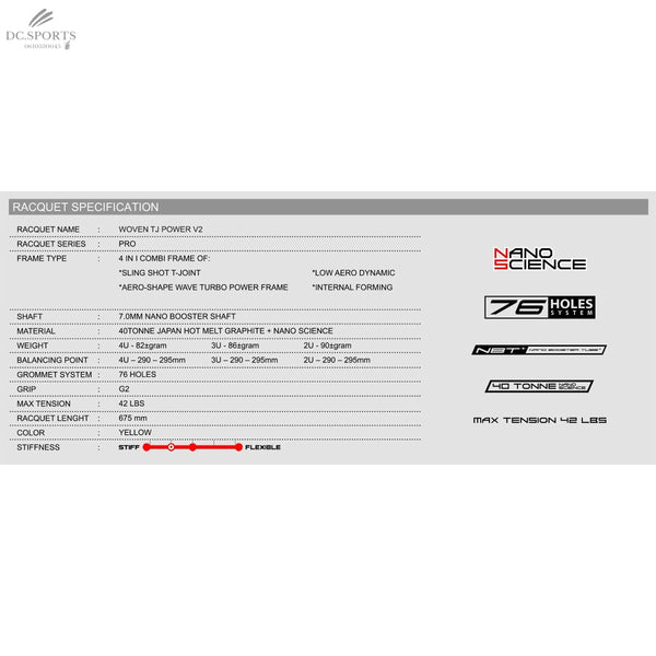 RAQUETTE DE BADMINTON FELET WOVEN TJ POWER V2
(NON CORDÉE) - DC.SPORTS