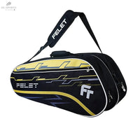 Sac De Badminton/Padel FELET DB 314 Noir/Jaune Avec 2 Compartiments Et Bandoulière Matelassée - DC.SPORTS