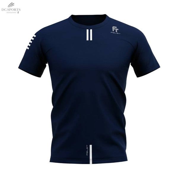 T-Shirt Homme Felet Dry Fit 3.0 Bleu Navy - Technologie Anti - Transpiration, Design Sportif - DC.SPORTS