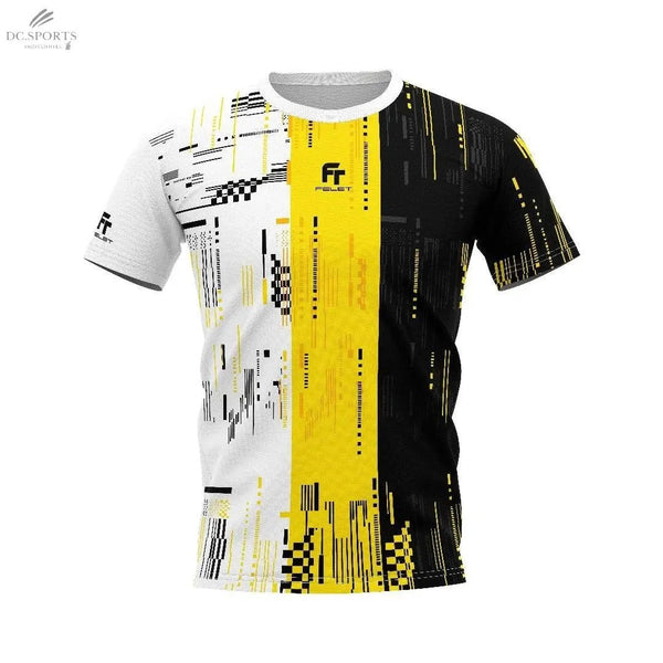 T-Shirt Felet RN 3611 Noir et Jaune pour Homme - Design Épuré et Technologie Dry Fit - DC.SPORTS