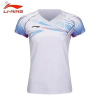 T-Shirt Femme Li - Ning Ice Breaker Blanc 100% Polyester Technologie AT - DRY Sèche Rapide - DC.SPORTS