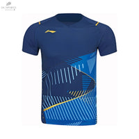 T-Shirt Li - Ning Homme en Bleu Indigo - Tissu Texturé 3D Antibactérien et Ergonomique - DC.SPORTS