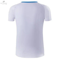 T-Shirt Victor Femme T - 41001 TD A Blanc - Ventilé, Design Bleu, 100% Polyester Recyclé - DC.SPORTS