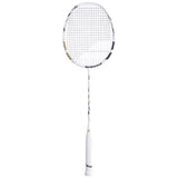 Raquette de badminton Babolat Prime blanc et or cordée, vue complète
