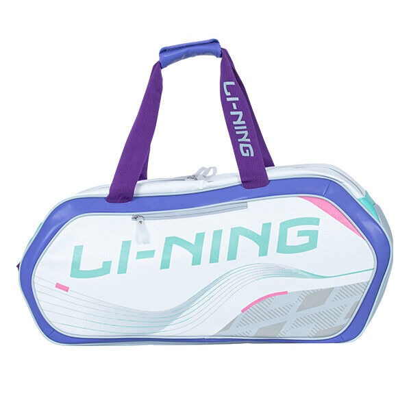 Sac Li-Ning Carré ABJU013-2 - Sac À Raquettes avec Compartiment Isolant - Blanc et Violet 75x25x34 cm
