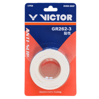 Surgrip VICTOR GR262 - 3 Blanc Pour Raquettes De Badminton - Anti - Slip, Absorption Humidité, Pack De 3surgrip badmintonVICTOR