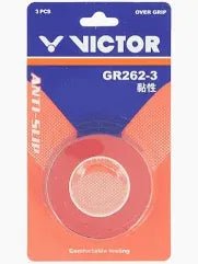Surgrip VICTOR GR262 - 3 Rouge Pour Raquettes De Badminton - Anti - Slip, Absorption Humidité, Pack De 3surgrip badmintonVICTOR