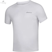 T-shirt Babolat Play Blanc Col Rond en Tissu Doux pour Sport Pratique et Confortable - DC.SPORTS