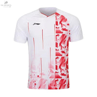T-SHIRT LI-NING HOMME BLANC/ROUGE AAYS239-1 - DC.SPORTS
