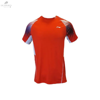 T-Shirt Li - Ning Club Spirit Rouge Unisexe - Polyester, Idéal Pour Compétitions Sportives - DC.SPORTS