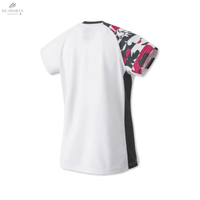 T-Shirt Femme Yonex 20702EX Blanc/Rouge - 100% Polyester, Confort Respirant, Évacuation Humidité - DC.SPORTS