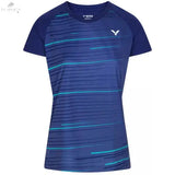 T-Shirt Victor Femme T-34100 B Bleu 100% Recyclé Ventilé Équipe 2023/24Maillot badmintonVictor