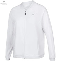 Veste Babolat Femme Play Blanche, Pantalon Léger Avec 2 Poches Latérales, Tissu ExtensibleVeste femme badmintonbabolat